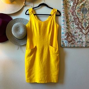 80s/90s vibrant linen ANN TAYLOR sheath dress